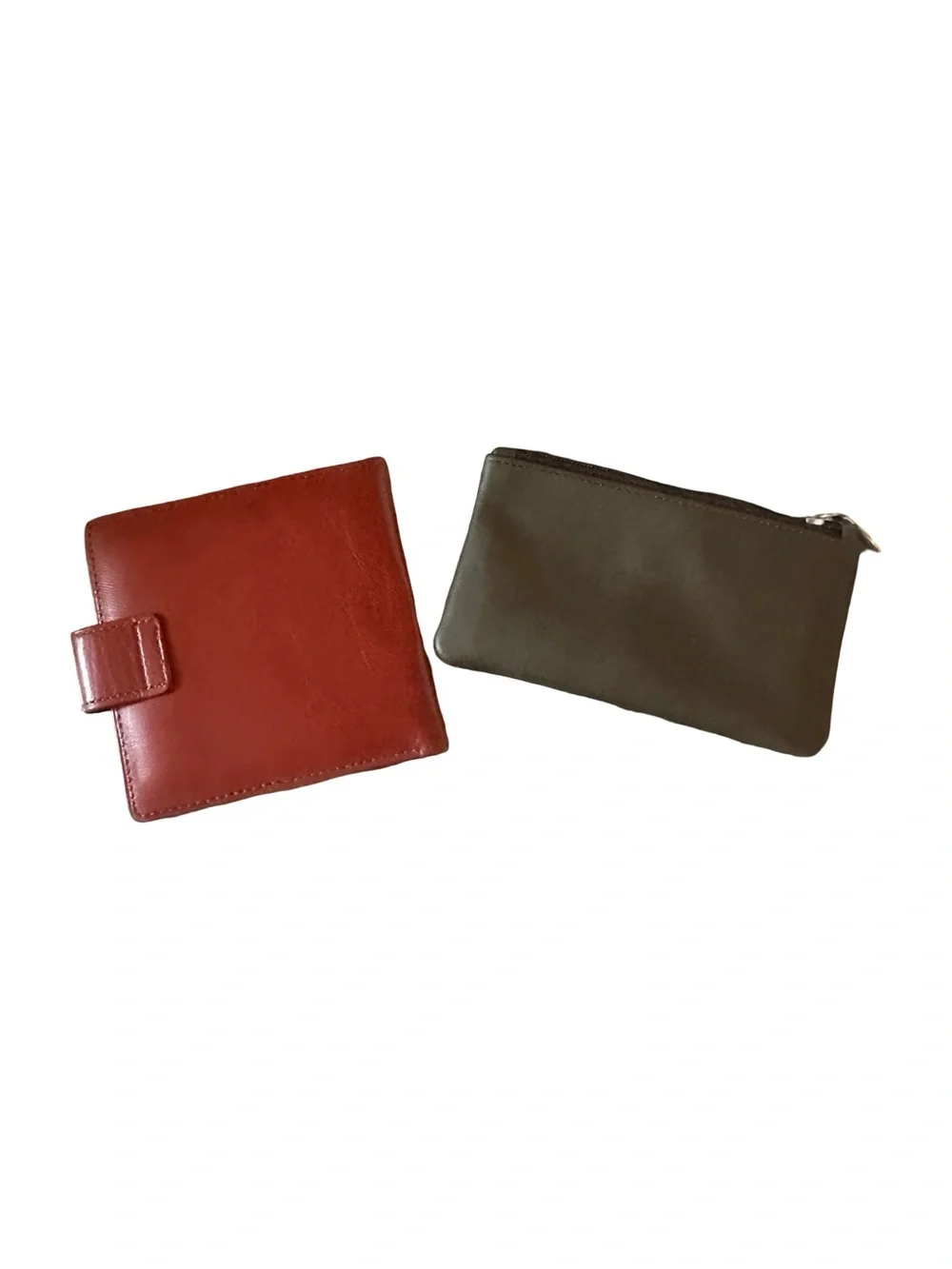 Moda Two-Piece Leather Wallet Set in Brown and Rust